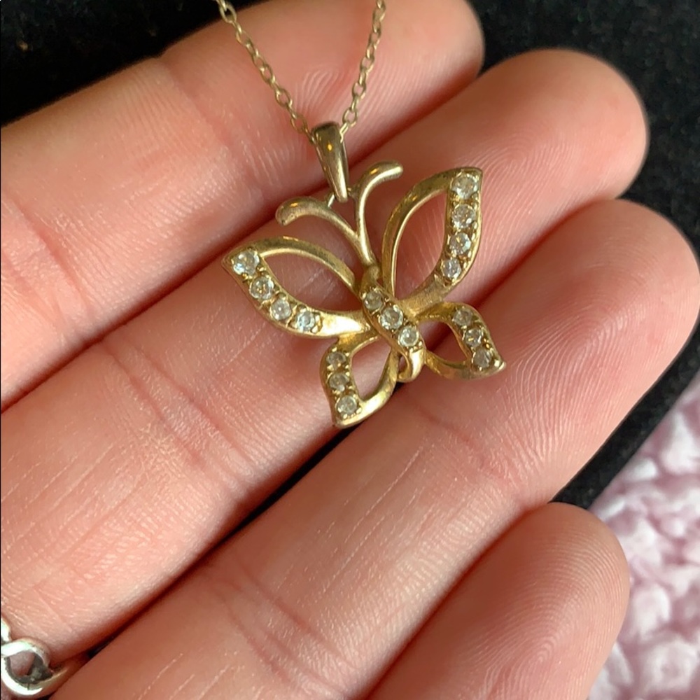 Gold plated sterling silver butterfly necklace - Picture 2 of 7